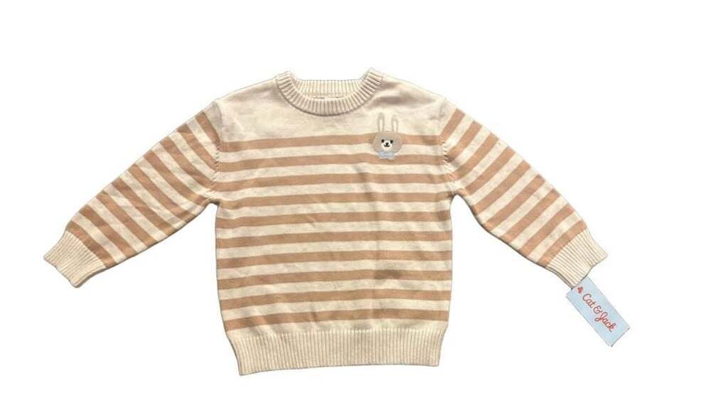 Cat & Jack Bunny Striped Sweater Size 2T Beige Tan